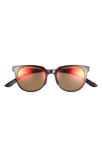 Maui Jim 49mm Polarized Round Sunglasses In Red Tortoise Red Tortoise Lava