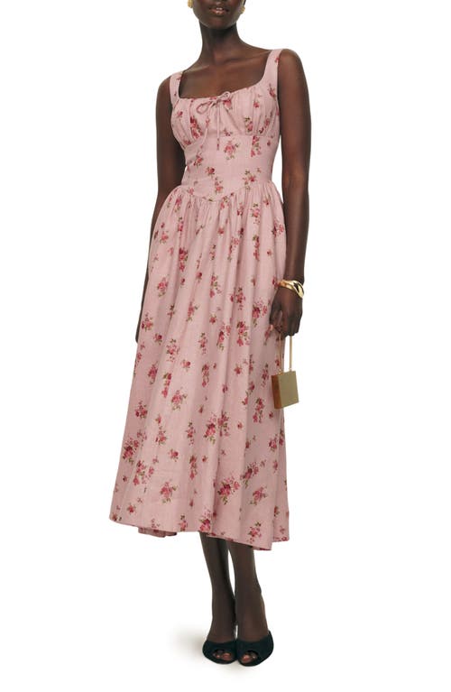 Reformation Balia Floral Linen Midi Sundress in Tea Time at Nordstrom, Size 8