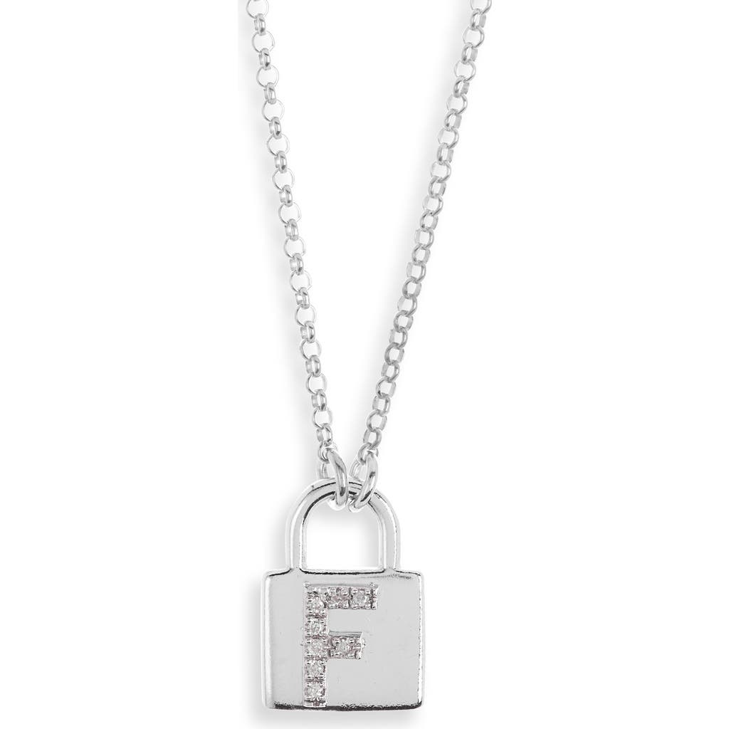 Meshmerise Diamond Padlock Initial Pendant Necklace In White-f
