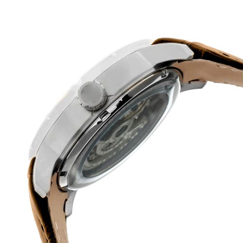 Heritor Automatic Men's Brown / Silver Ryder Leather-band Skeleton Watch - Brown, Silver In Brown/silver
