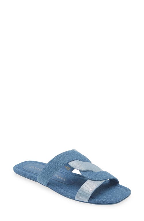 Stuart Weitzman Ibiza Slide Sandal In Washed/silver