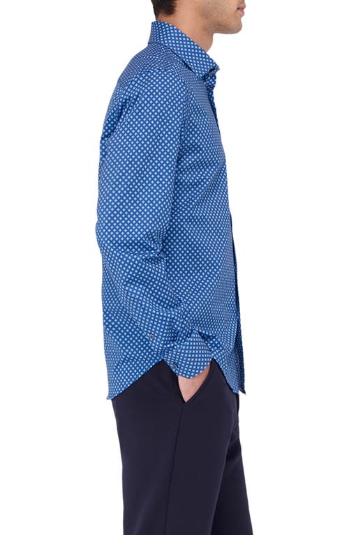 Shop Bugatchi James Ooohcotton® Diamond Check Button-up Shirt In Night Blue