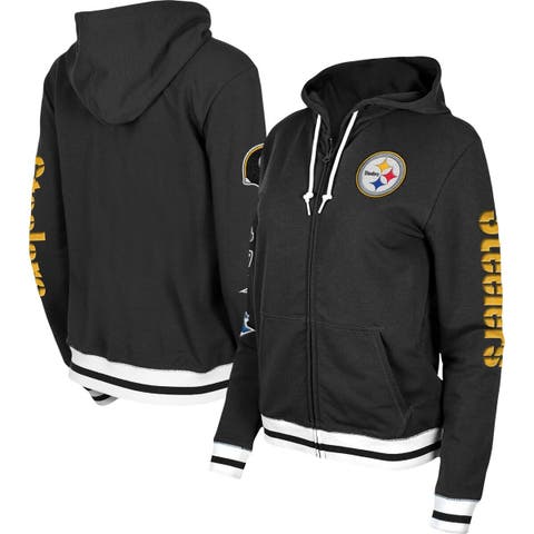 Girls Youth New Era Black Pittsburgh Steelers Full-Zip Hoodie Size: Extra Large