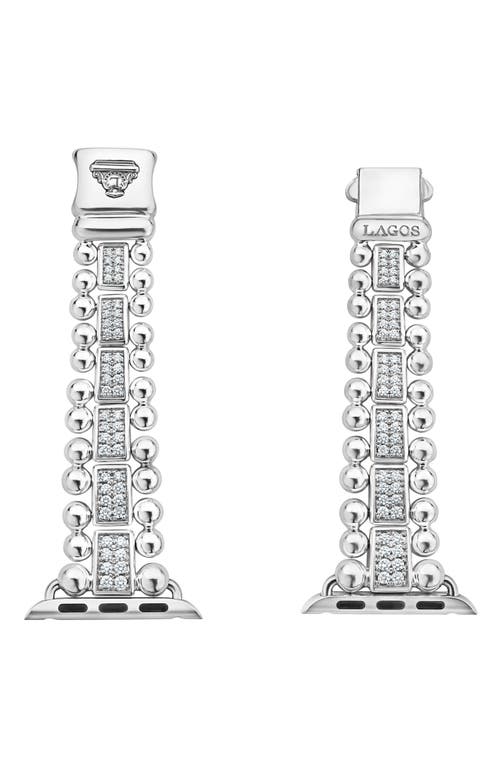 Lagos Smart Caviar Sterling Silver & Diamond Apple Watch® Watchband In White