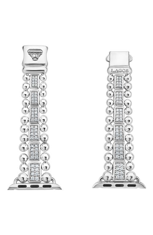 Lagos Smart Caviar Sterling Silver & Diamond Apple Watch® Watchband In Silver/diamond