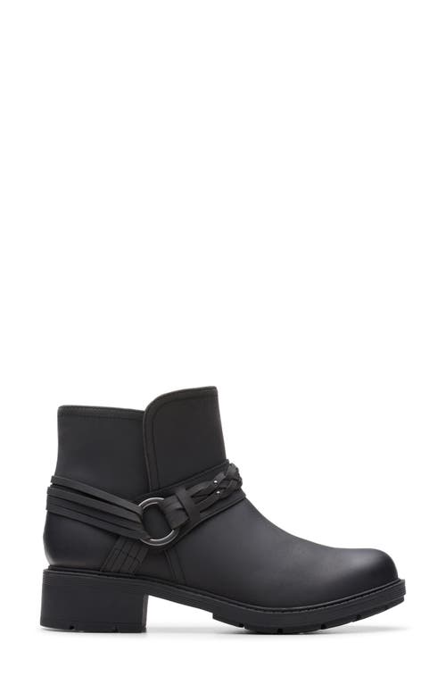 Clarks Hearth Kaylie Leather Bootie In Black Oily Leather