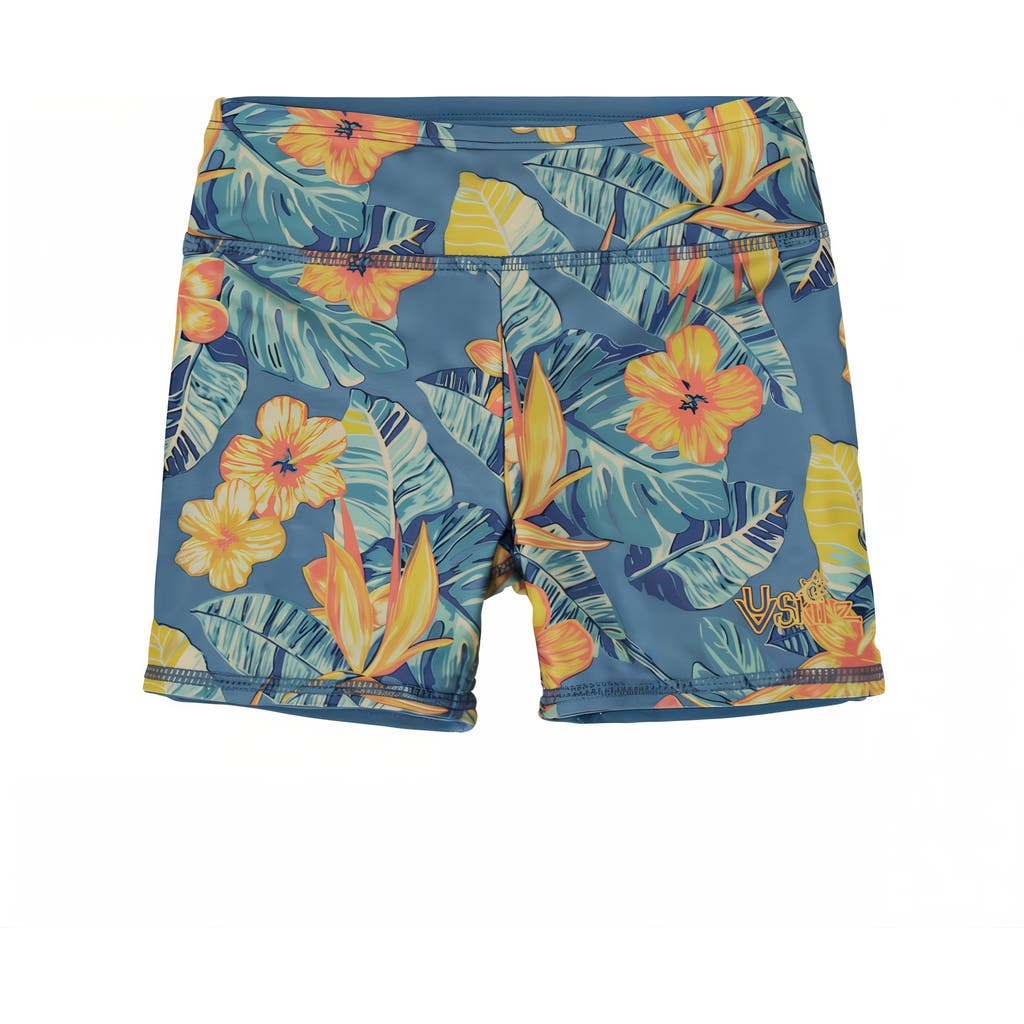 Uv Skinz Reversible Active Swim Shorts In Maui Hibiscus/baltic