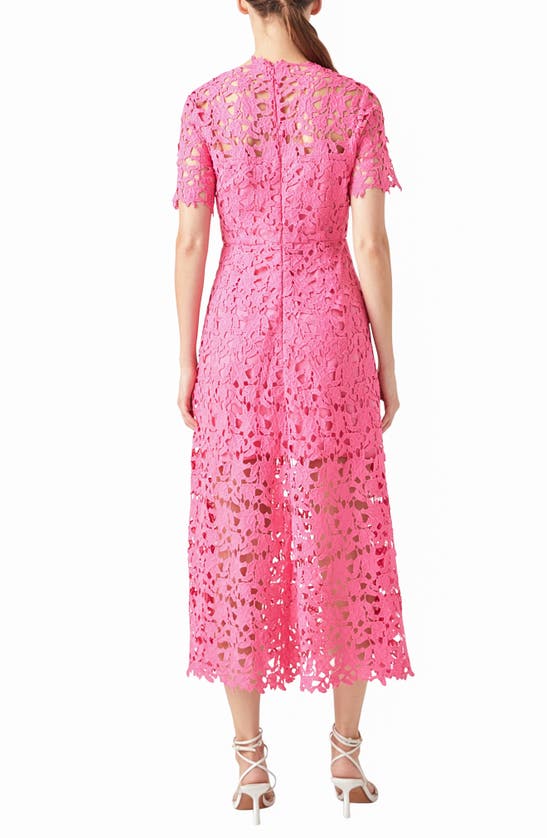Shop Endless Rose Allover Lace Midi Dress In Pink