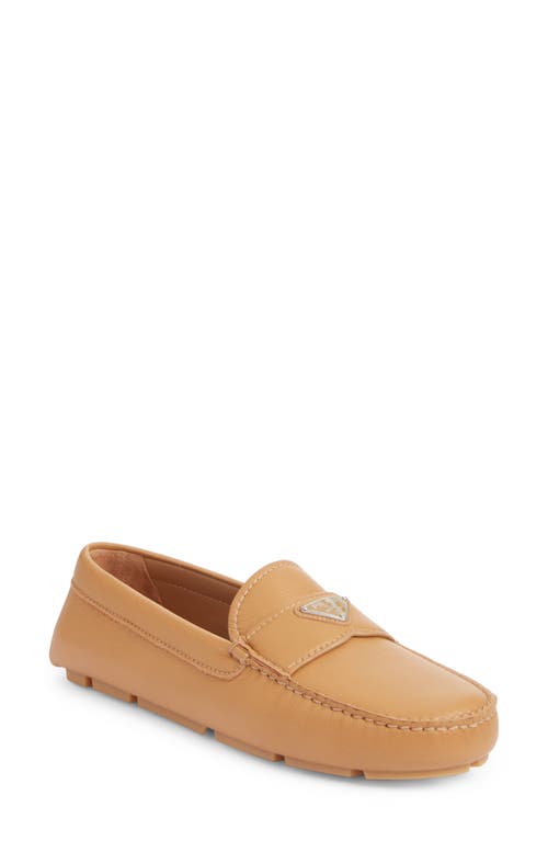 Prada Triangle Logo Driving Loafer Naturale at Nordstrom,