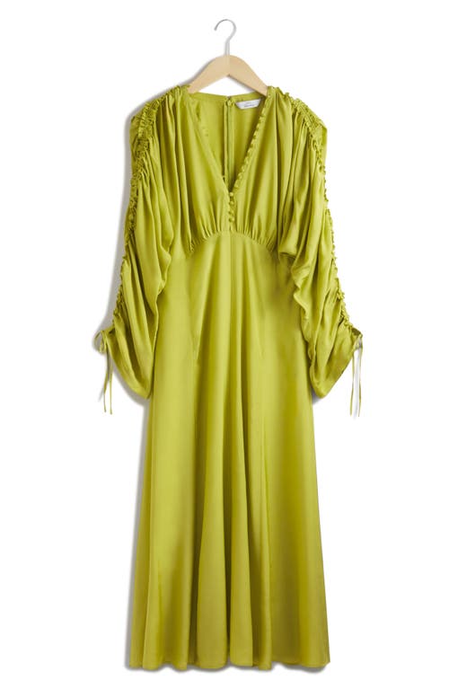 & Other Stories Aloise Ruched Long Sleeve Maxi Dress In Green