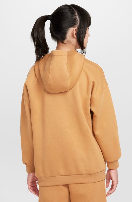 Nike Sportswear Club Fleece Big Kids' Oversized Pullover Hoodie In Flax/white