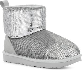 UGG, Shoes, Ugg Classic Short Sequin Boot Silver Size 5