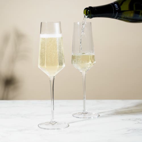 Viski Seneca Crystal Stemmed Champagne Flutes Set Of 2 In Clear