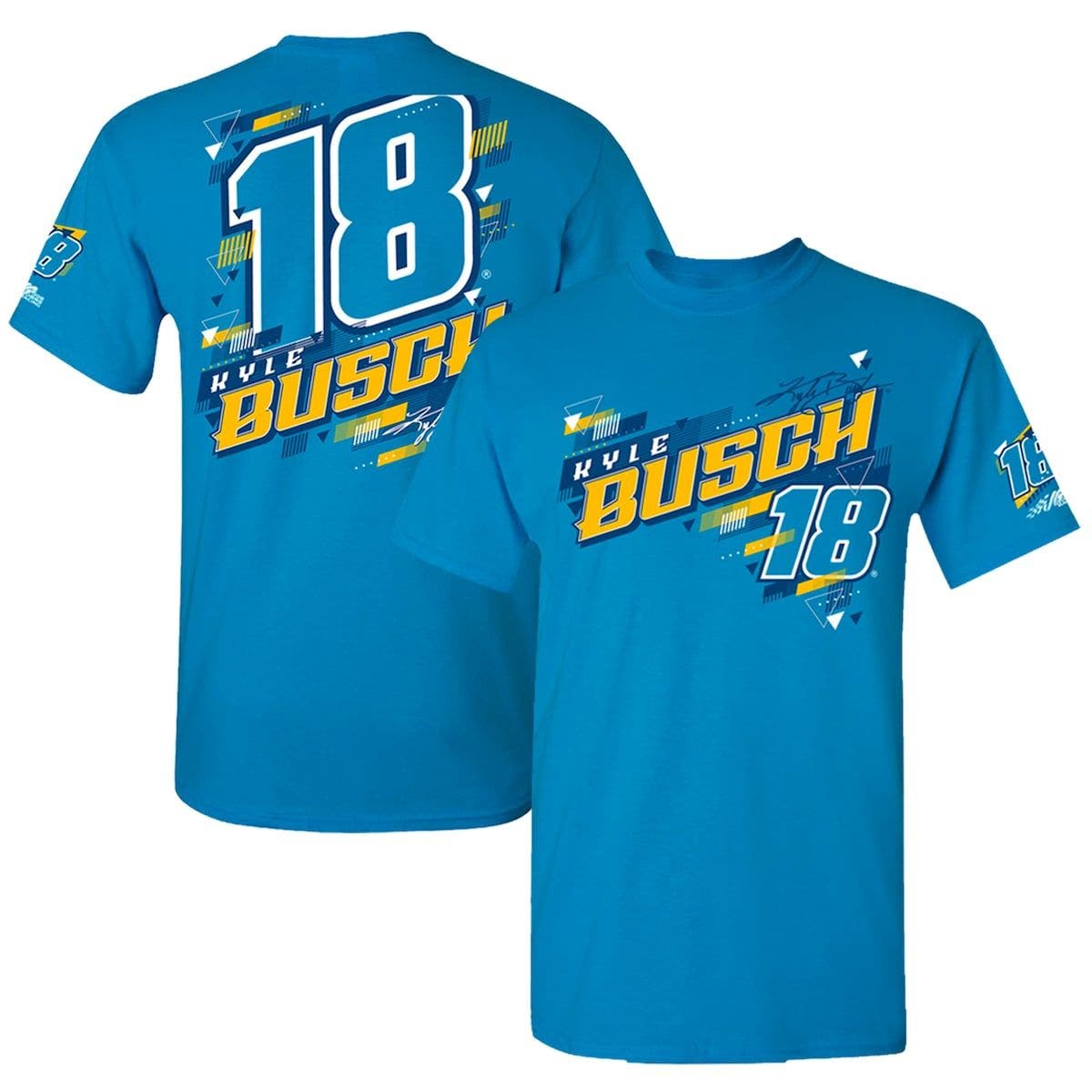 JOE GIBBS RACING TEAM COLLECTION Men's Joe Gibbs Racing Team Collection Light Blue Kyle Busch Lifestyle T-Shirt