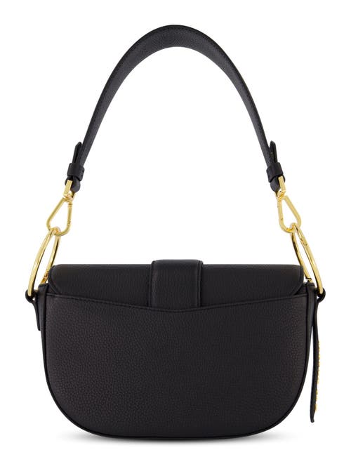 Mac Duggal Gold Plated Hardware Grain Leather Saddle Bag In Black