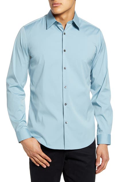Theory Sylvain Slim Fit Button-up Dress Shirt In Poseidon