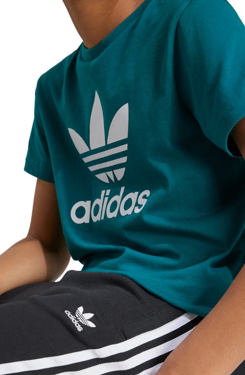 Shop Adidas Originals Adidas Kid's Trefoil Cotton Graphic T-shirt In Legacy Teal