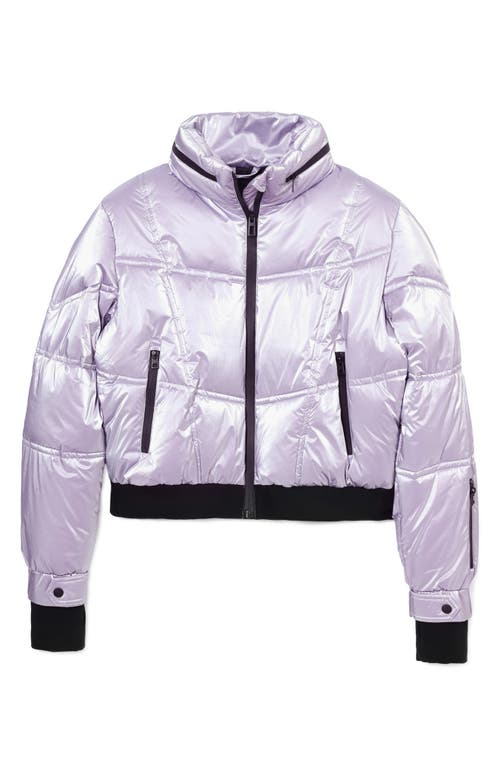 Desigual Metallic Quilted Coat In Purple