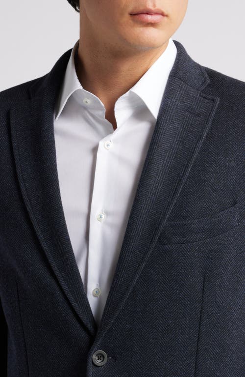 Hart Schaffner Marx Alfi Herringbone Knit Sport Coat In Navy