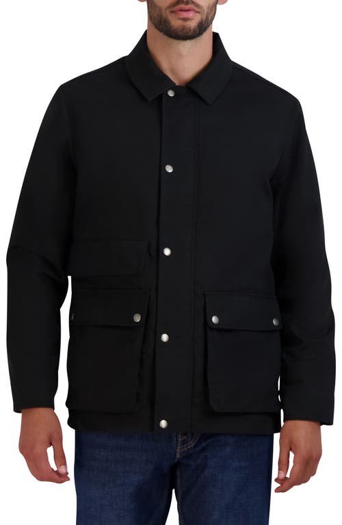 Cole Haan Waxed Cotton Rain Shirt Jacket in Black