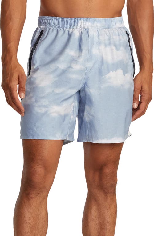 Shop Rvca Yogger Stretch Athletic Shorts In Digi Clouds