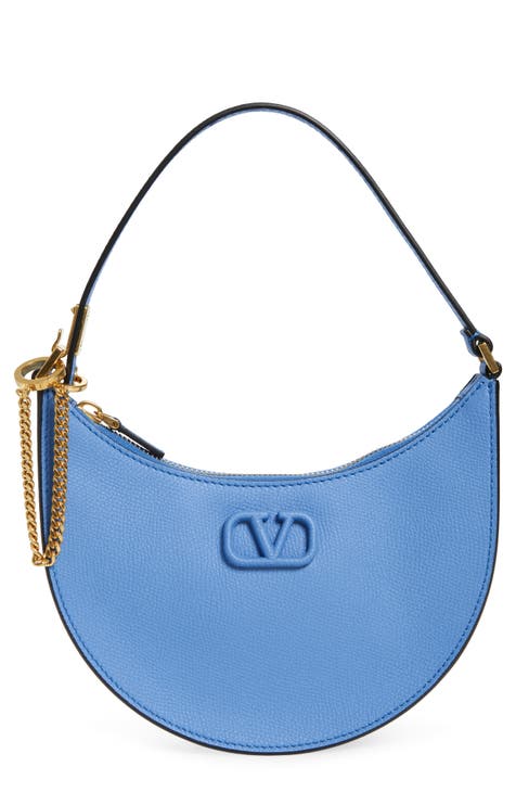 VALENTINO VLogo Round Calfskin Crossbody Bag Blue-US