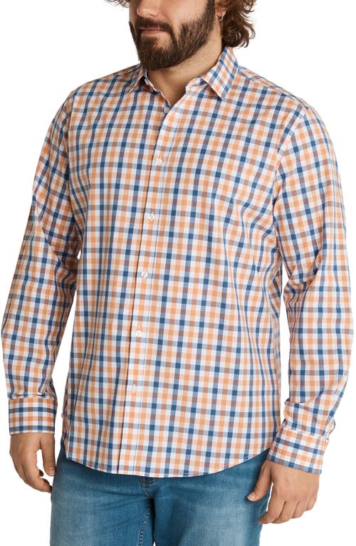 Johnny Bigg Brayden Check Stretch Cotton Button-Up Shirt in Peach