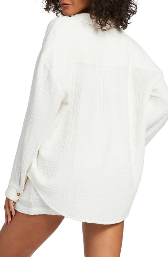 Shop Billabong Right On Cotton Gauze Cover-up Shirt In Salt Crystal