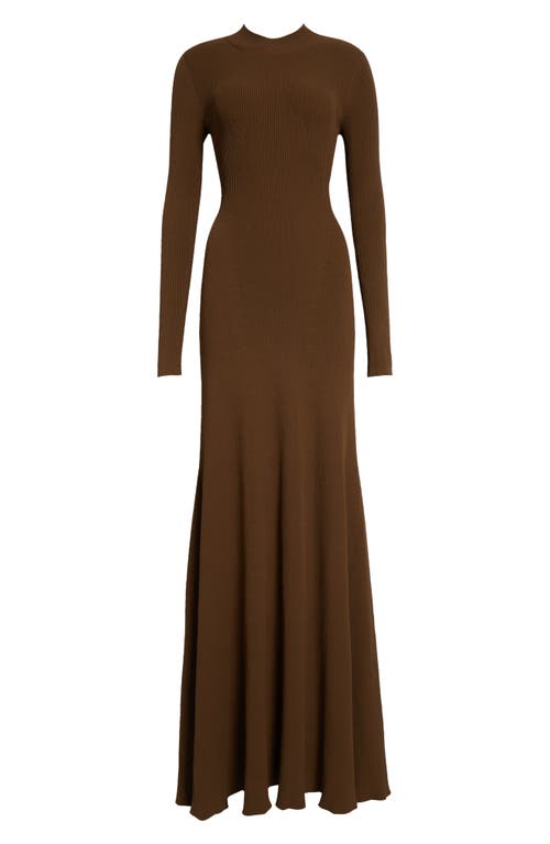 Shop Brandon Maxwell The Vanessa Long Sleeve Rib Sweater Dress In Desert Palm