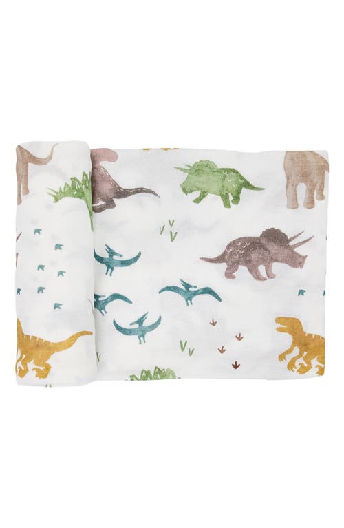 little unicorn Stretch Knit Swaddle in Neutral Dino Friends at Nordstrom