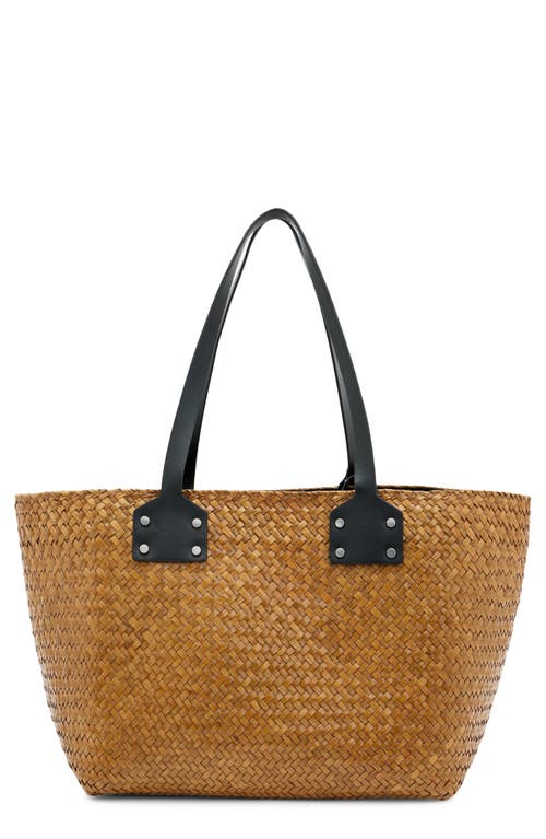 AllSaints Mosley Straw Tote in Almond Beige at Nordstrom
