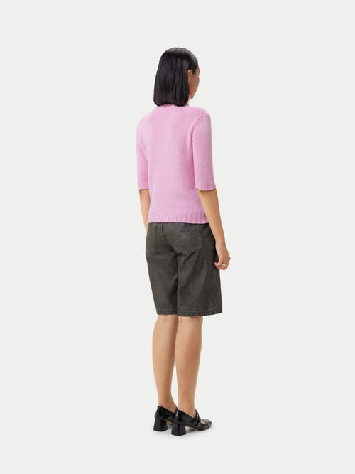 Gobi Mongolian Cashmere Jersey Knitted Cashmere Top In Pink Frosting