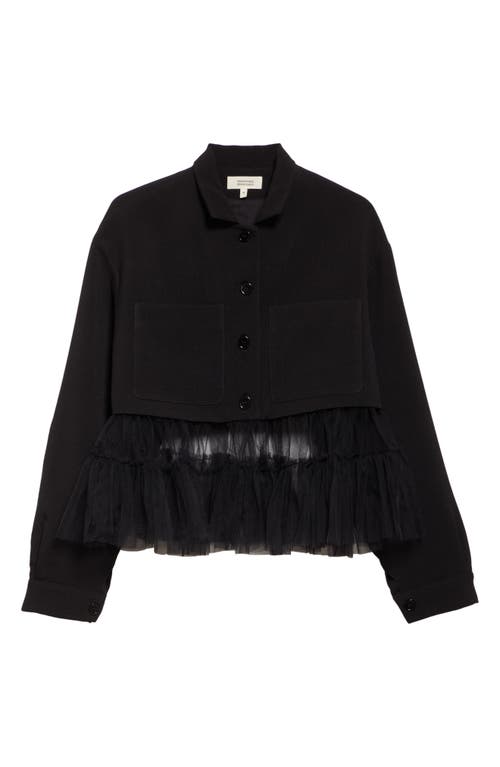 Shop Renaissance Renaissance Kiri Tulle Hem Trucker Jacket In Black