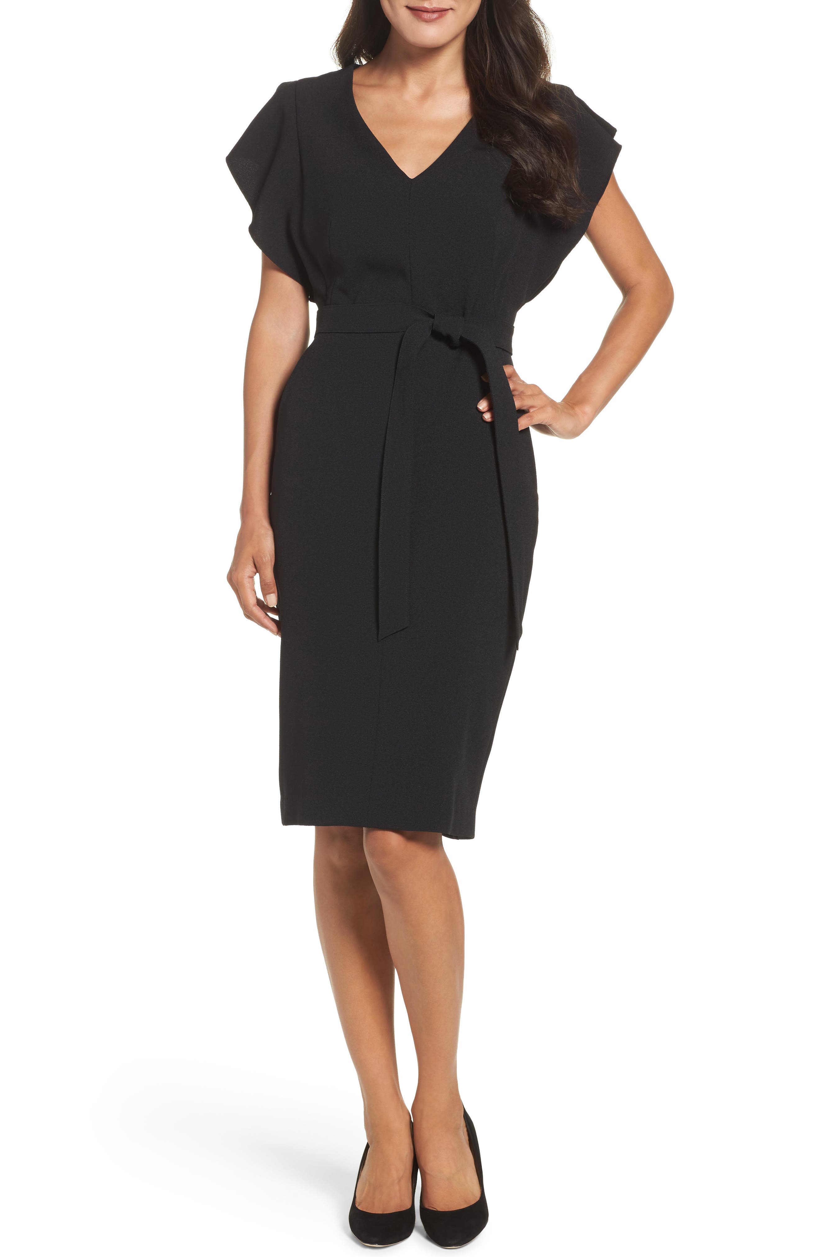 eliza j one shoulder ruffle sheath dress