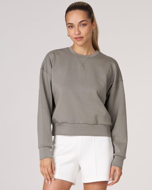 REBODY ACTIVE REBODY ACTIVE ESSENTIAL SCUBA KNIT CREWNECK SWEATSHIRT 