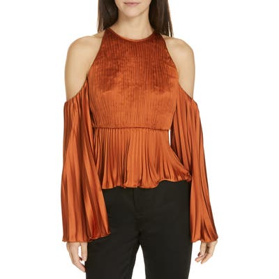 Amur Kris Pleated Satin Top, Metallic