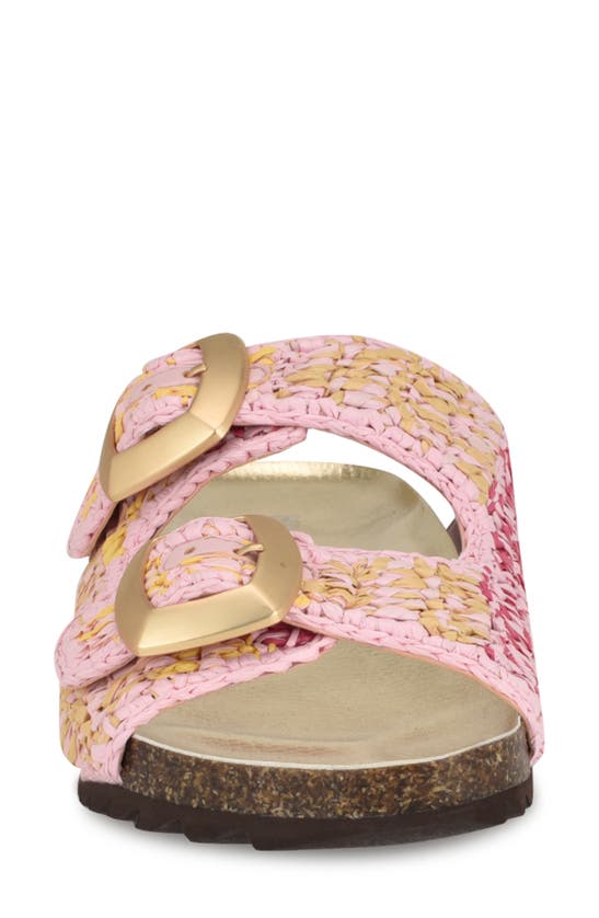 Nine West Tenly Raffia Slide Sandal In Medium Pink