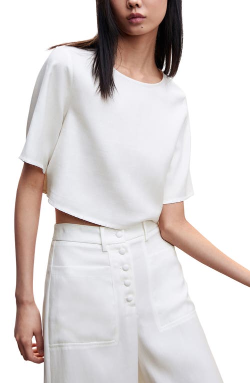MANGO Back Button Crop Blouse in White