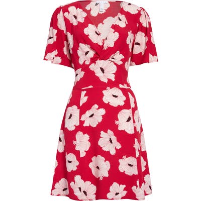 Leith Twist Front A-Line Minidress, Red
