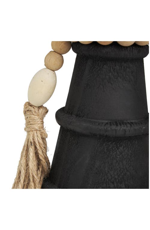 Willow Row Set Of 2 Wood Pillar Candle Holders In Black