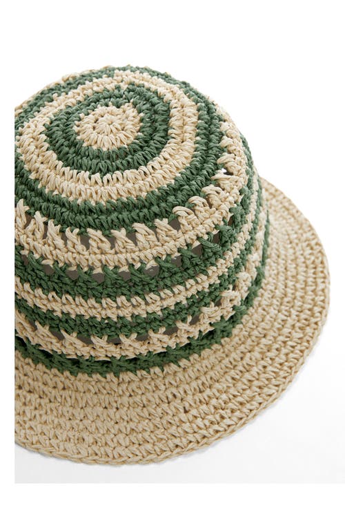 Mango Stripe Straw Bucket Hat In Green
