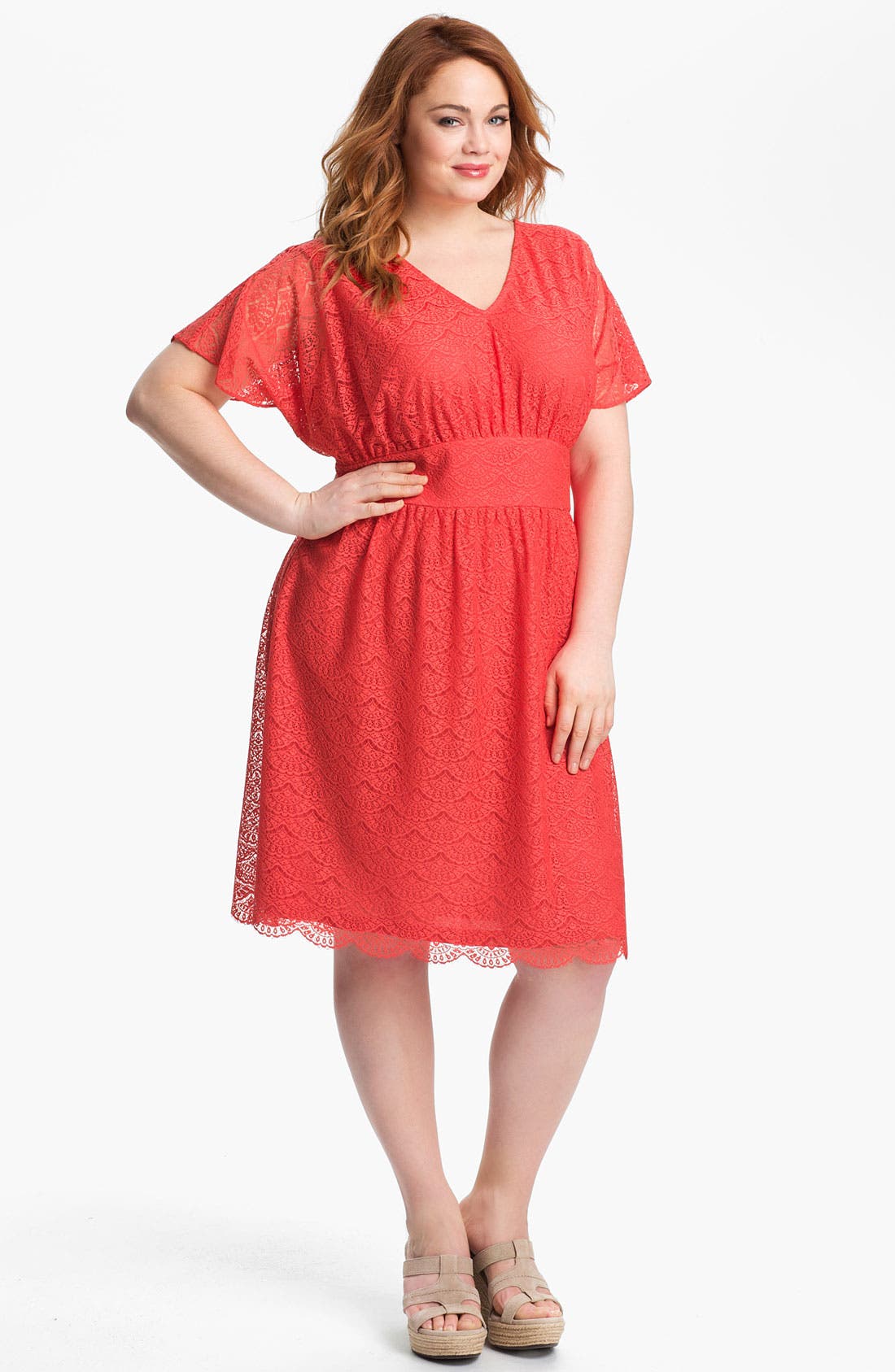 Adrianna Papell Empire Waist Lace Dress (Plus Size) Nordstrom