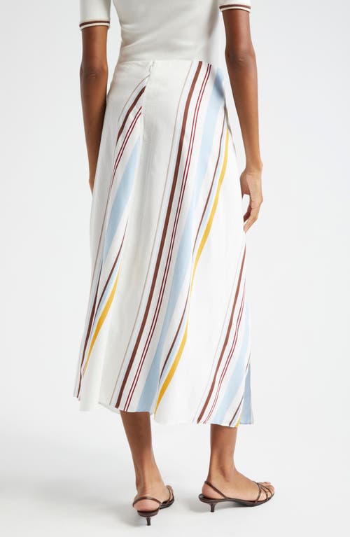 Shop A.l.c . Clara Variegated Stripe Midi Skirt In White Stripe