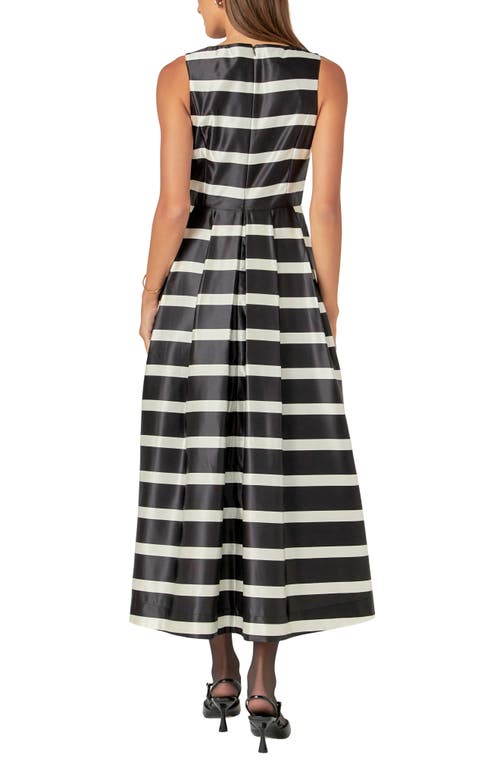 English Factory Stripe Sleeveless Midi Dress In Black/white