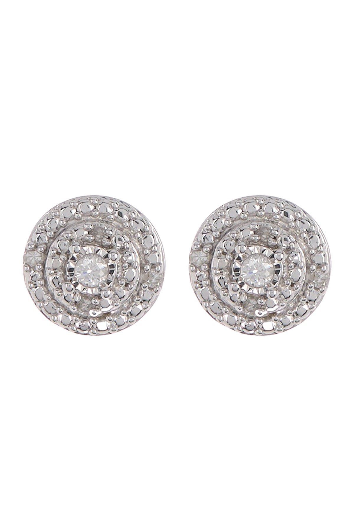 Effy Sterling Silver Pave Stud Earrings