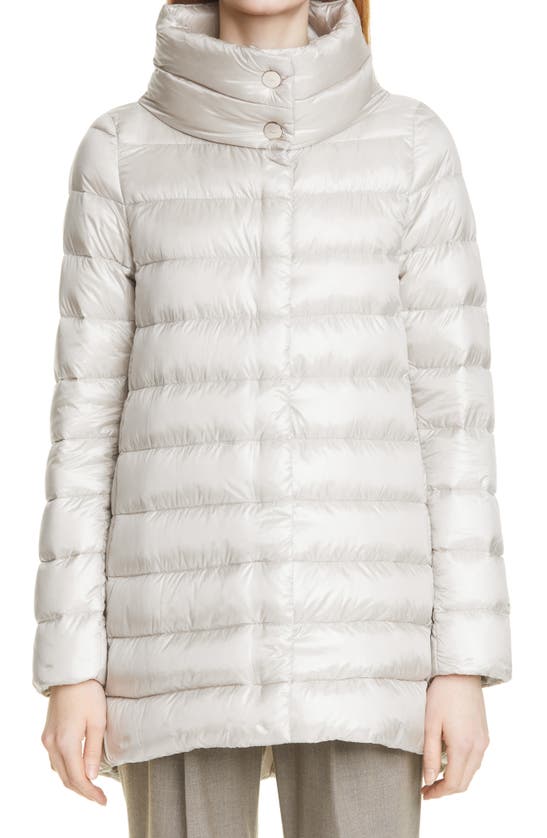 Herno Amelia High/low Down Jacket In Silver
