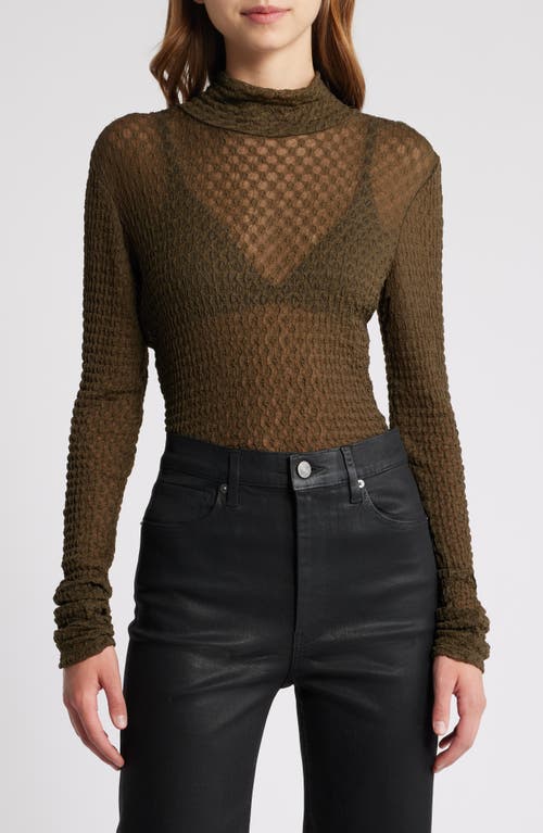 Shop Frame Mesh Turtleneck In Rich Military