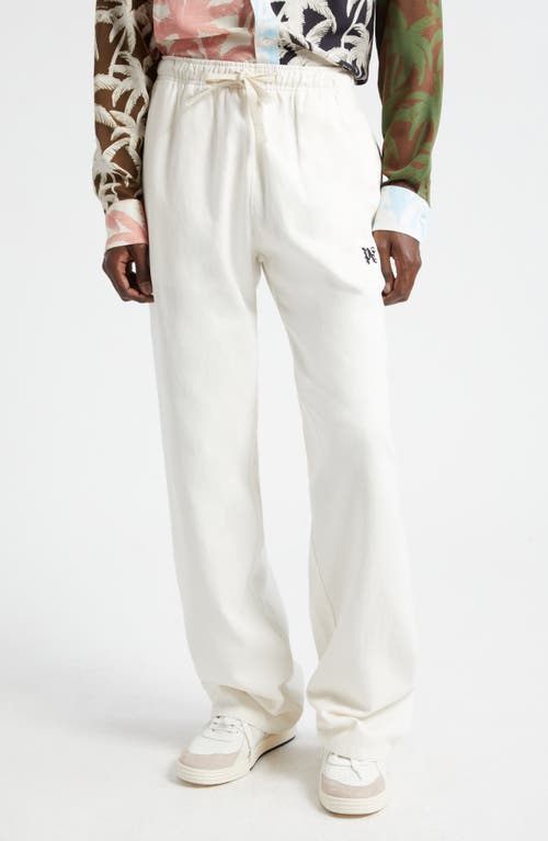 Palm Angels Monogram Embroidered Straight Leg Pants Off White Black at Nordstrom, Us