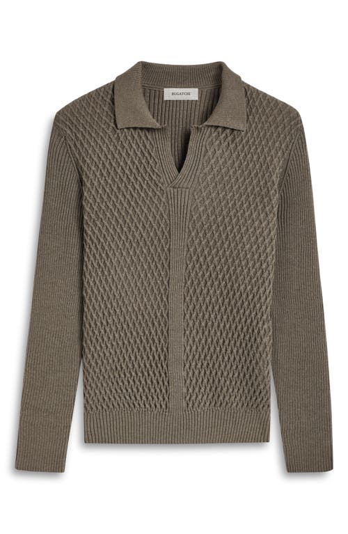 Shop Bugatchi Merino Wool Johnny Collar Sweater In Khaki