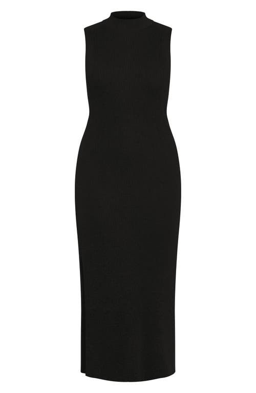 Shop City Chic Kenia Sleeveless Ribbed Sweater Dress In Black